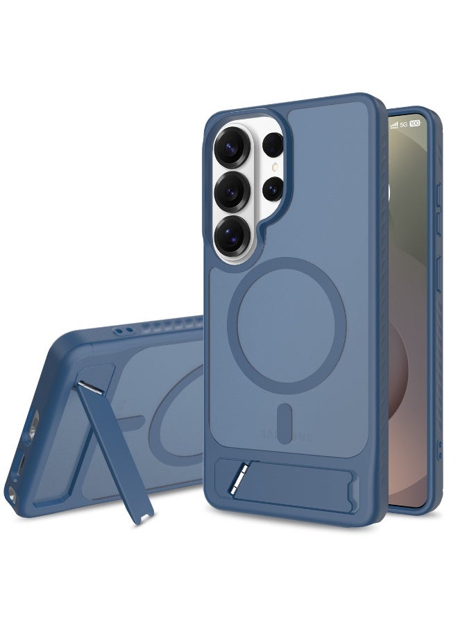 Samsung S26 Ultra MagSafe Case, Magnetic Cover with Hidden Stand, Shockproof Phone Case, Galaxy S26 Ultra 5G (Transparent Deep Blue) Matte Stand Slim Back Military-Grade Protective Case - Image 1